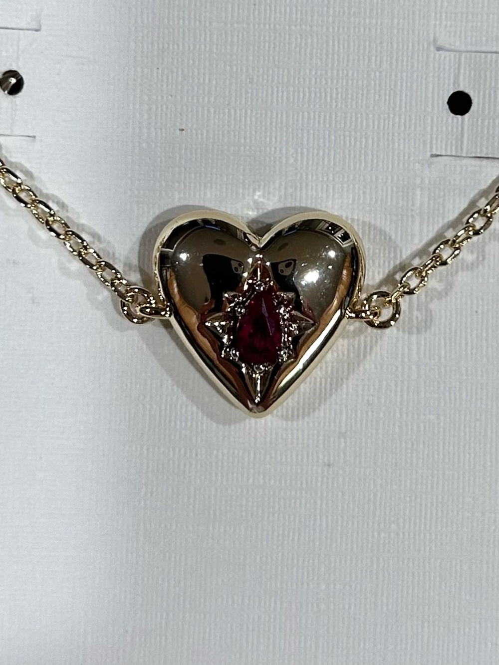 Kendra Scott Gold Heart Bracelet with Deep Red Stone - Picture 2 of 3
